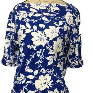 Rebecca Malone Womens Top Sz L Pullover SS Floral